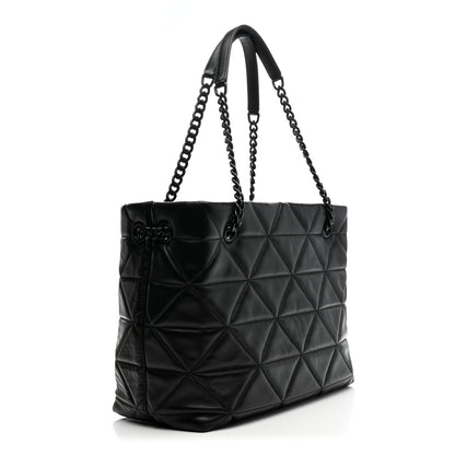 Prada Nappa Stitched Monochrome Chain Tote Bag Black 3 of 10