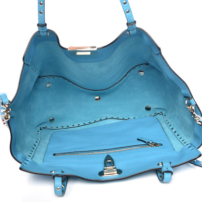 Valentino Garavani Pebbled Calfskin Medium Rockstud Tote Parrot 5 of 10