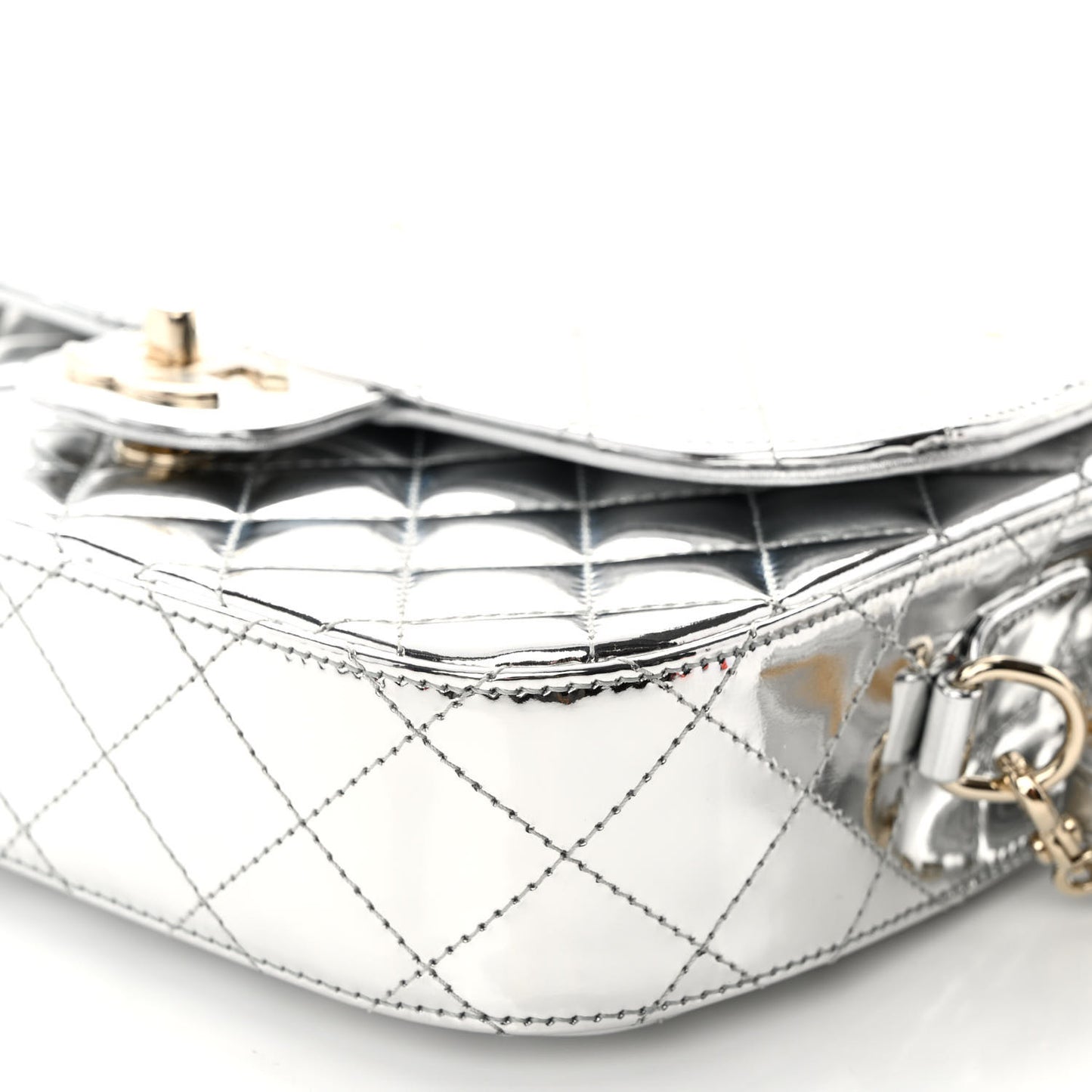 Mirror Calfskin Metallic Calfskin Medium Hollywood Boulevard Flap With Star Coin Purse Silvery