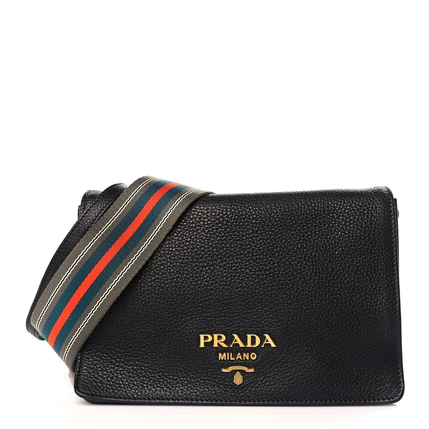 Prada Vitello Daino Flap Crossbody Black 1 of 10