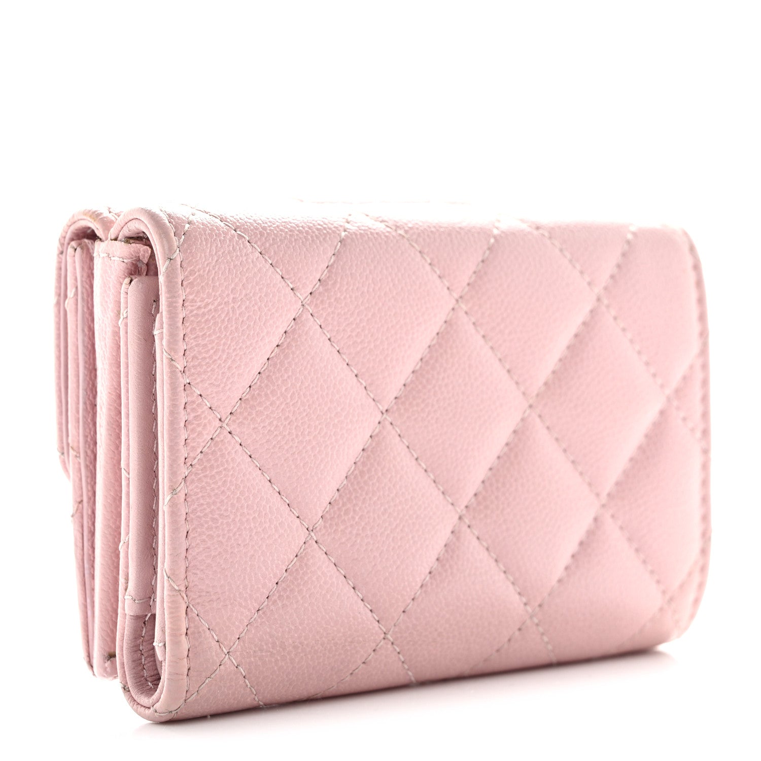 Chanel Caviar Quilted Studded CC Double Flap Wallet Light Pink 3 of 10