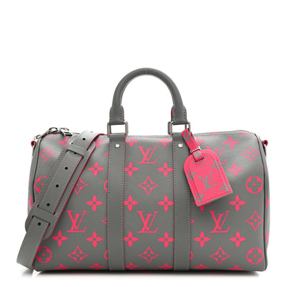 Louis Vuitton Monogram Glow Up Keepall Bandouliere 35 Grey Pink 1 of 9