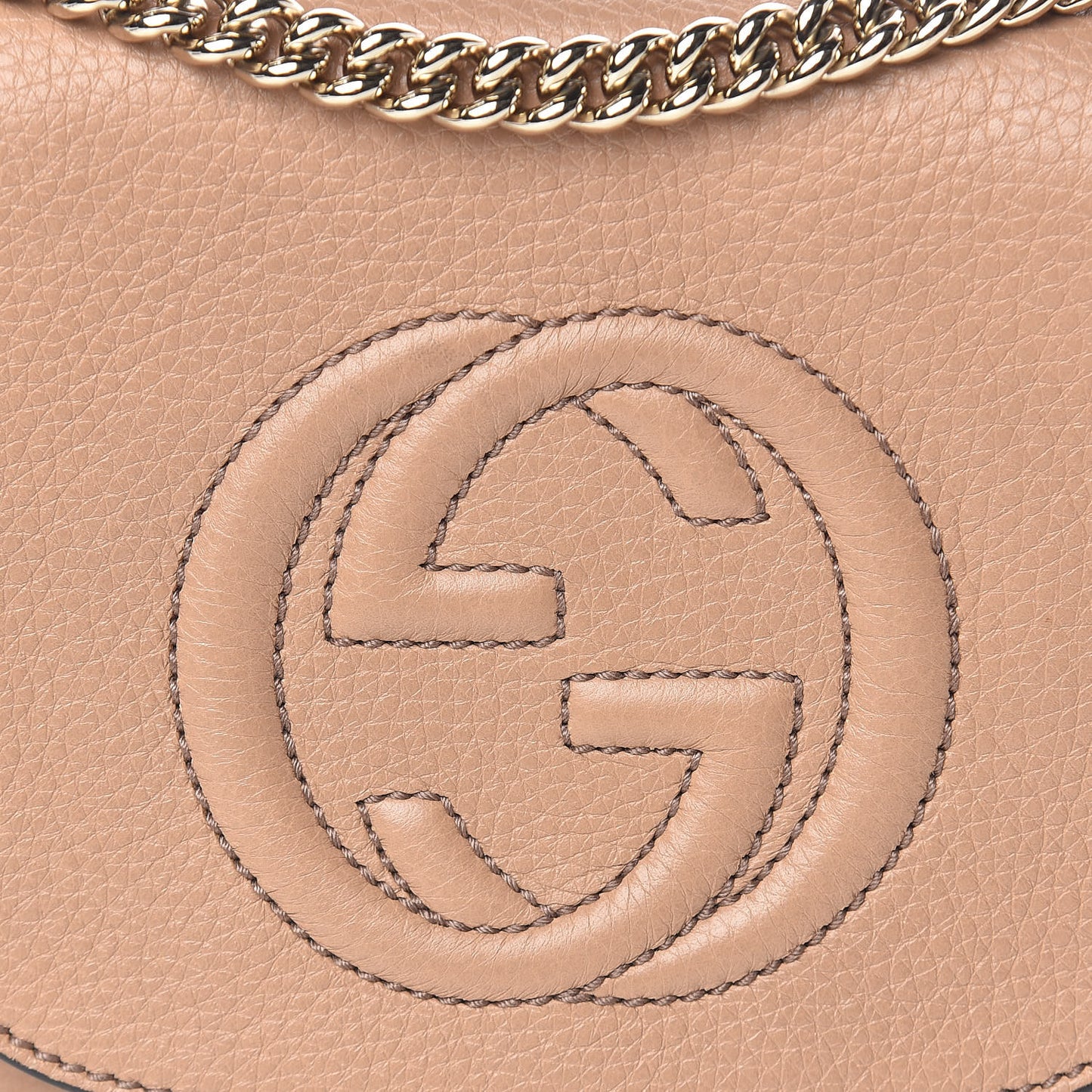 Pebbled Calfskin Small Soho Flap Crossbody Camelia