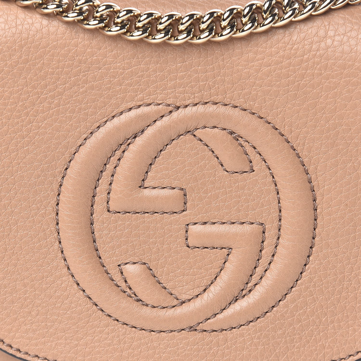 Gucci Pebbled Calfskin Small Soho Flap Crossbody Camelia 10 of 10