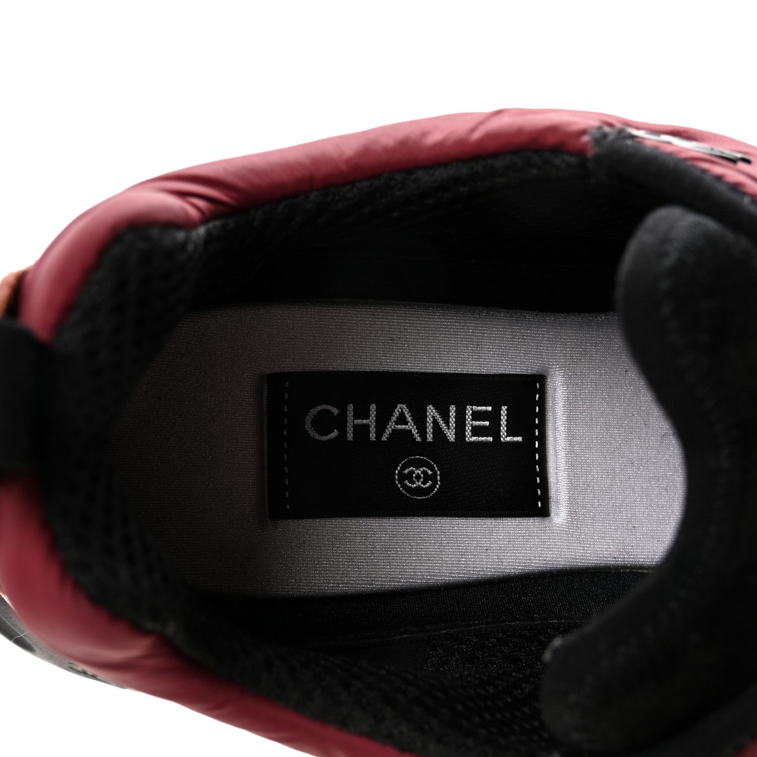 Chanel Nylon Suede Calfskin CC Sneakers 41 Burgundy Brown 8 of 10