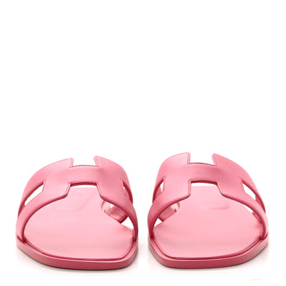 Hermes Box Calfskin Oran Sandals 40 Rose Boise 2 of 9
