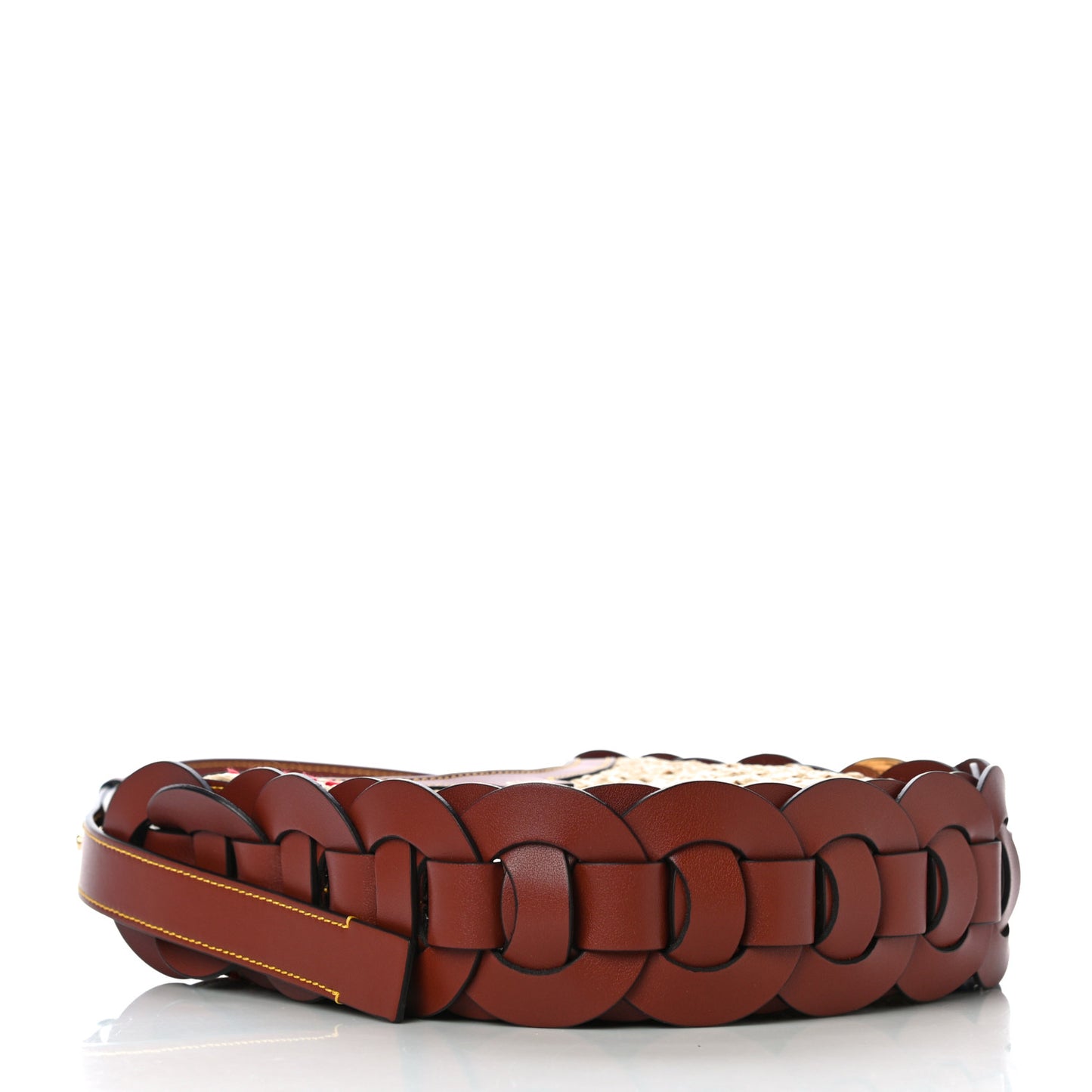 Calfskin Raffia Embroidered Small Darryl Crossbody Brown