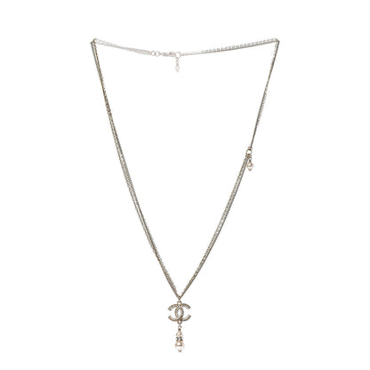 Chanel Pearl Crystal CC Drop Necklace Gold 3 of 7