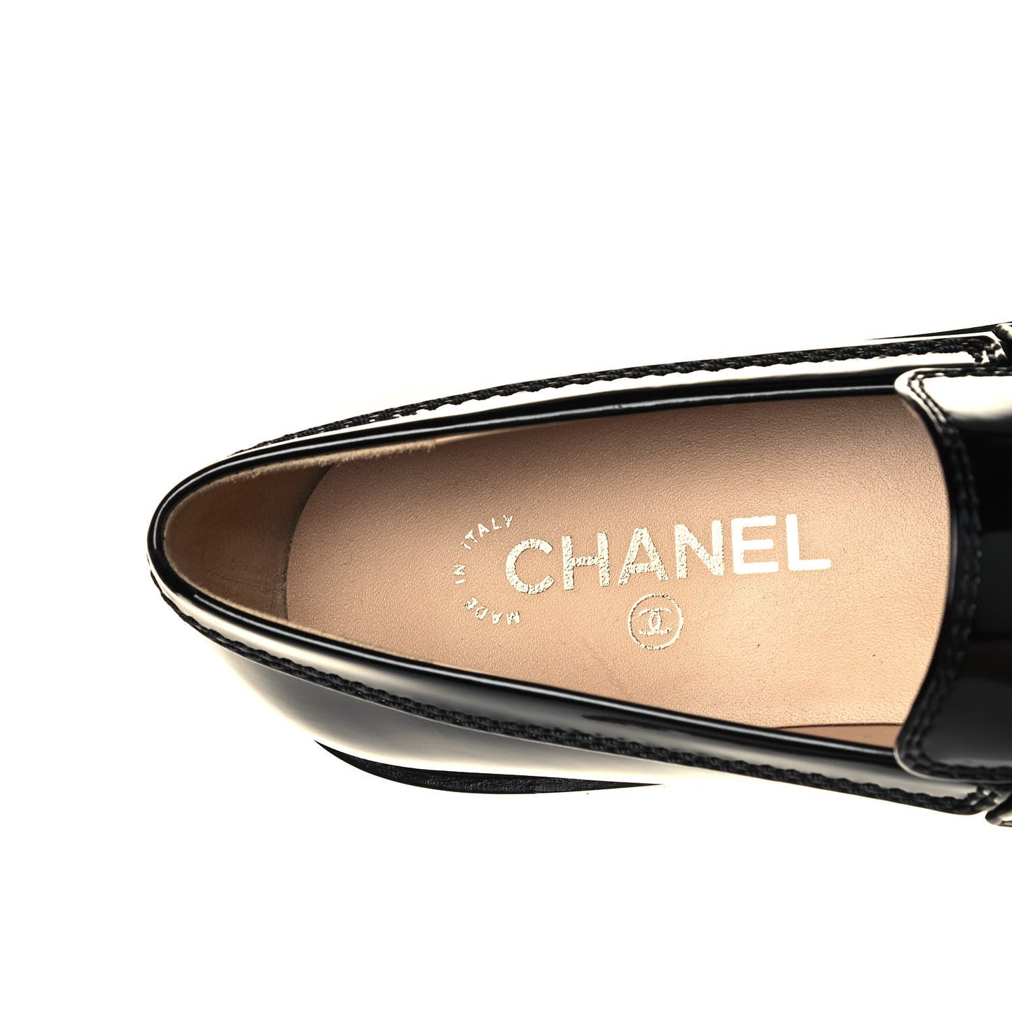 Shiny Calfskin Logo Loafers 40.5 Black