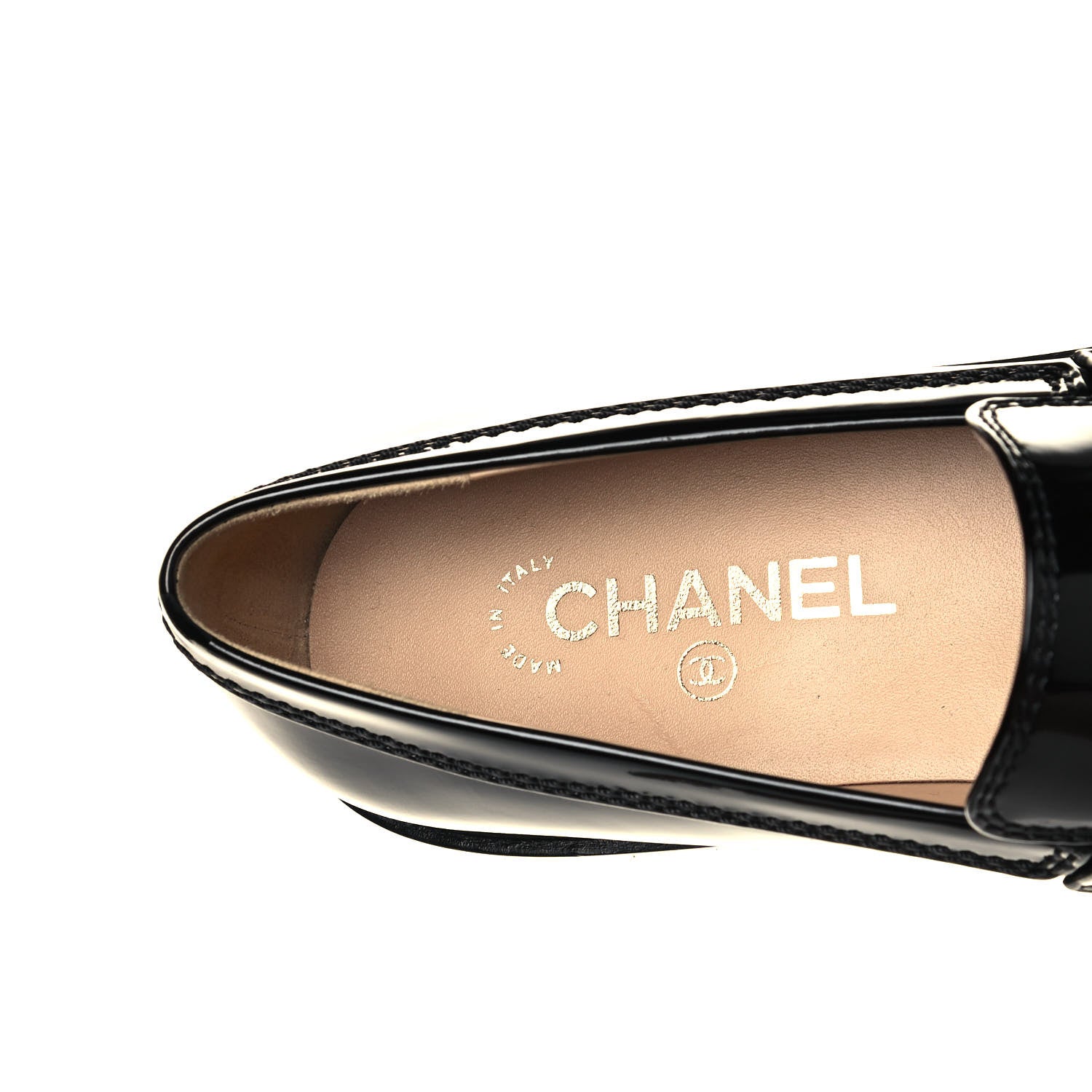 Chanel Shiny Calfskin Logo Loafers 40.5 Black 7 of 8