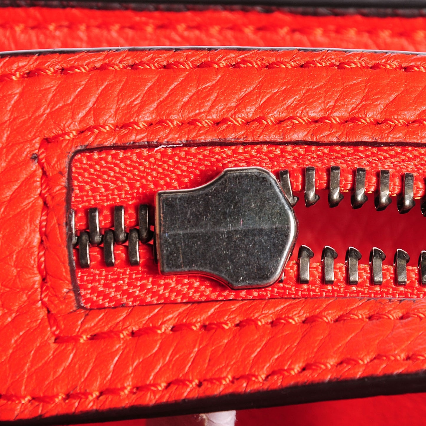 Drummed Leather Suede Medium Trapeze Vermillion