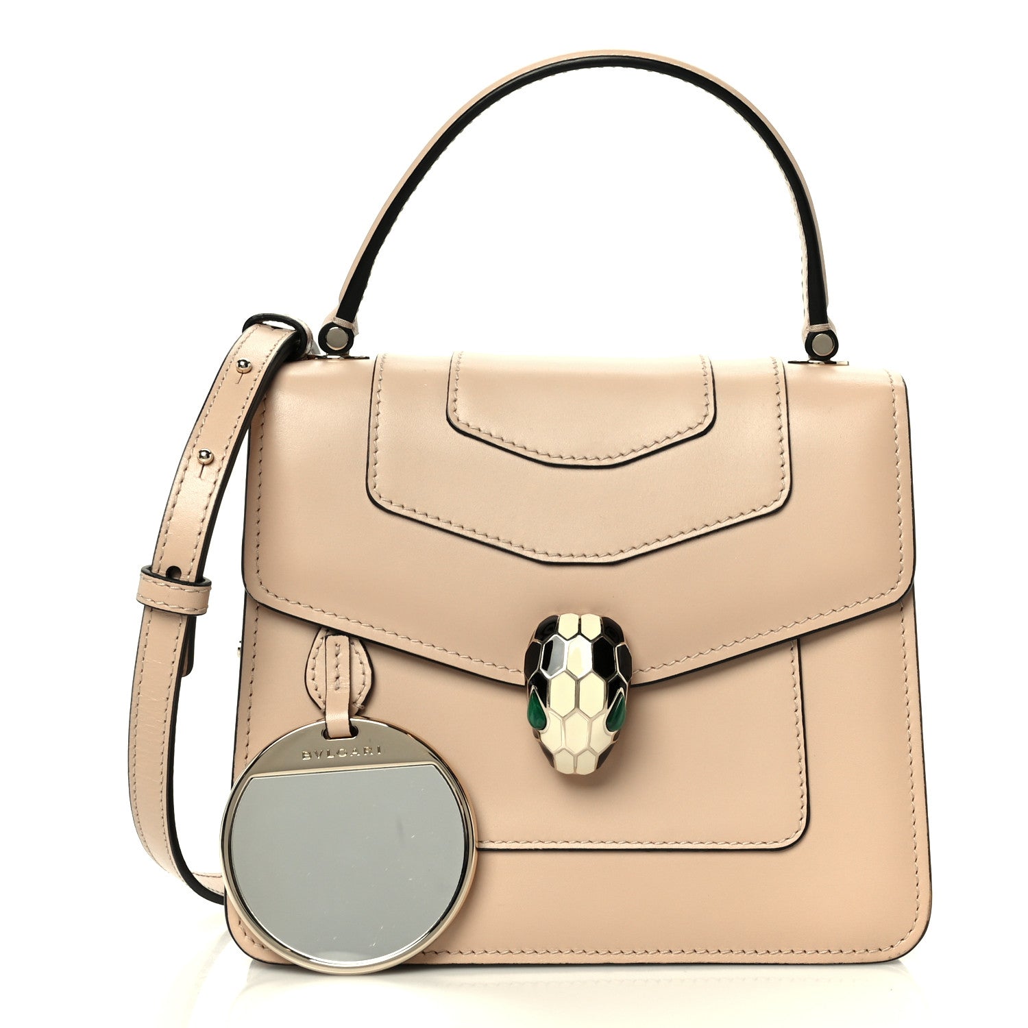 Bulgari Calfskin Serpenti Forever Top Handle Beige Green 3 of 13
