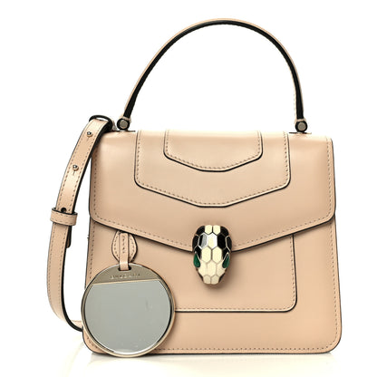 Bulgari Calfskin Serpenti Forever Top Handle Beige Green 3 of 13