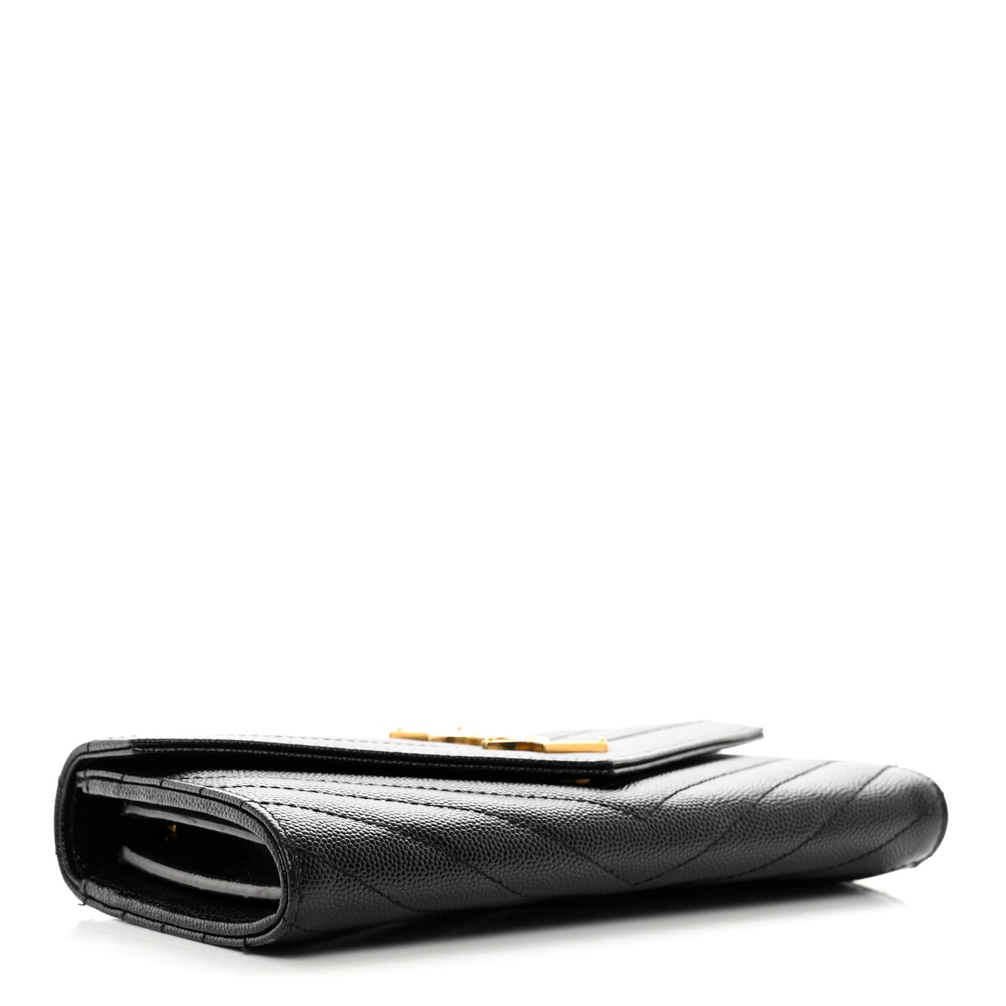 Grain De Poudre Matelasse Chevron Monogram Flap Wallet Black
