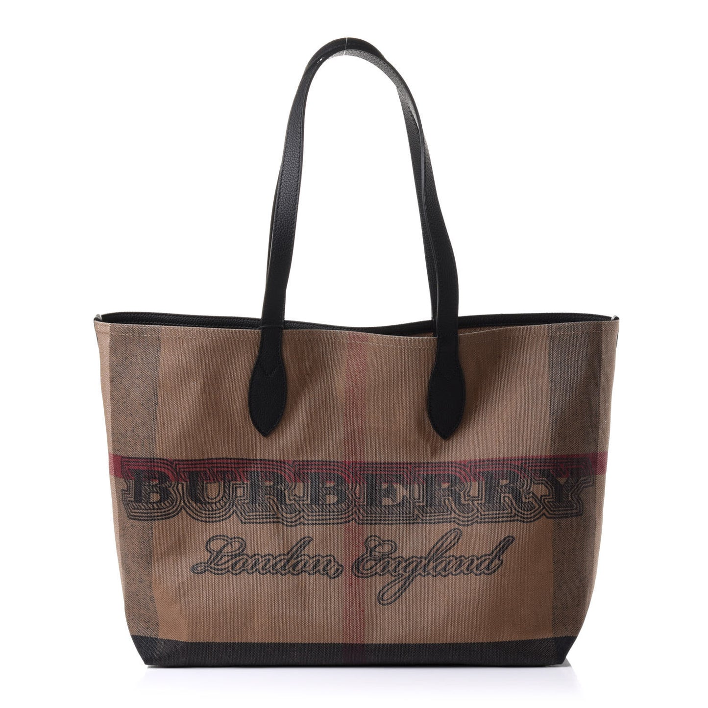 Coated Canvas Mega Check Medium Doodle Tote Black