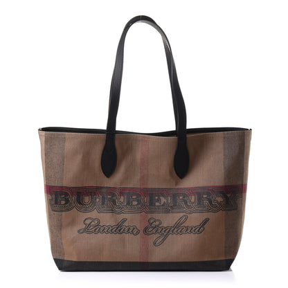 Burberry Coated Canvas Mega Check Medium Doodle Tote Black 1 of 8
