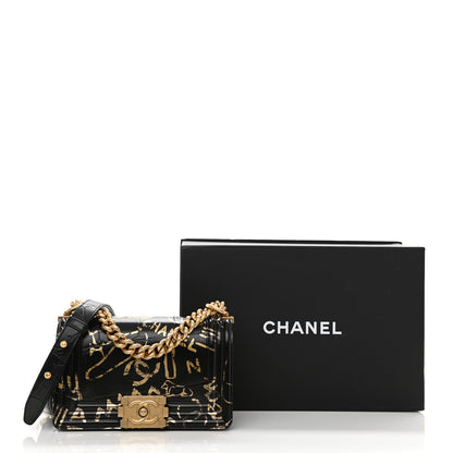 Chanel Calfskin Crocodile Embossed Graffiti Cocodile Small Boy Flap Black Gold 9 of 9