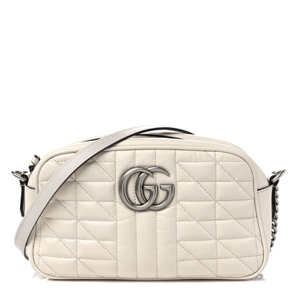 Gucci Calfskin Matelasse Aria Small GG Marmont Chain Shoulder Bag Mystic White 1 of 18