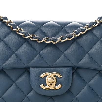 Chanel Lambskin Quilted Mini Rectangular Flap Dark Blue 8 of 10