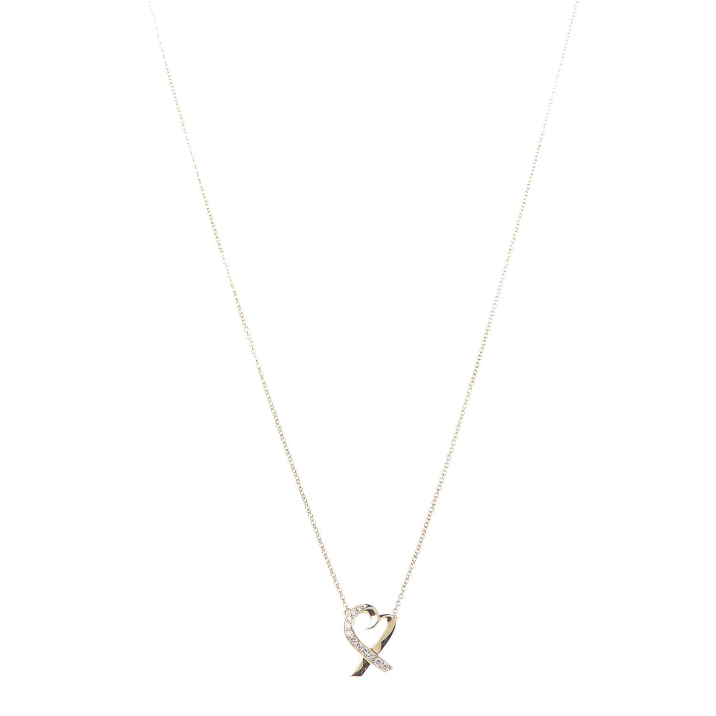18K Yellow Gold Diamond Small Paloma Picasso Loving Heart Pendant Necklace