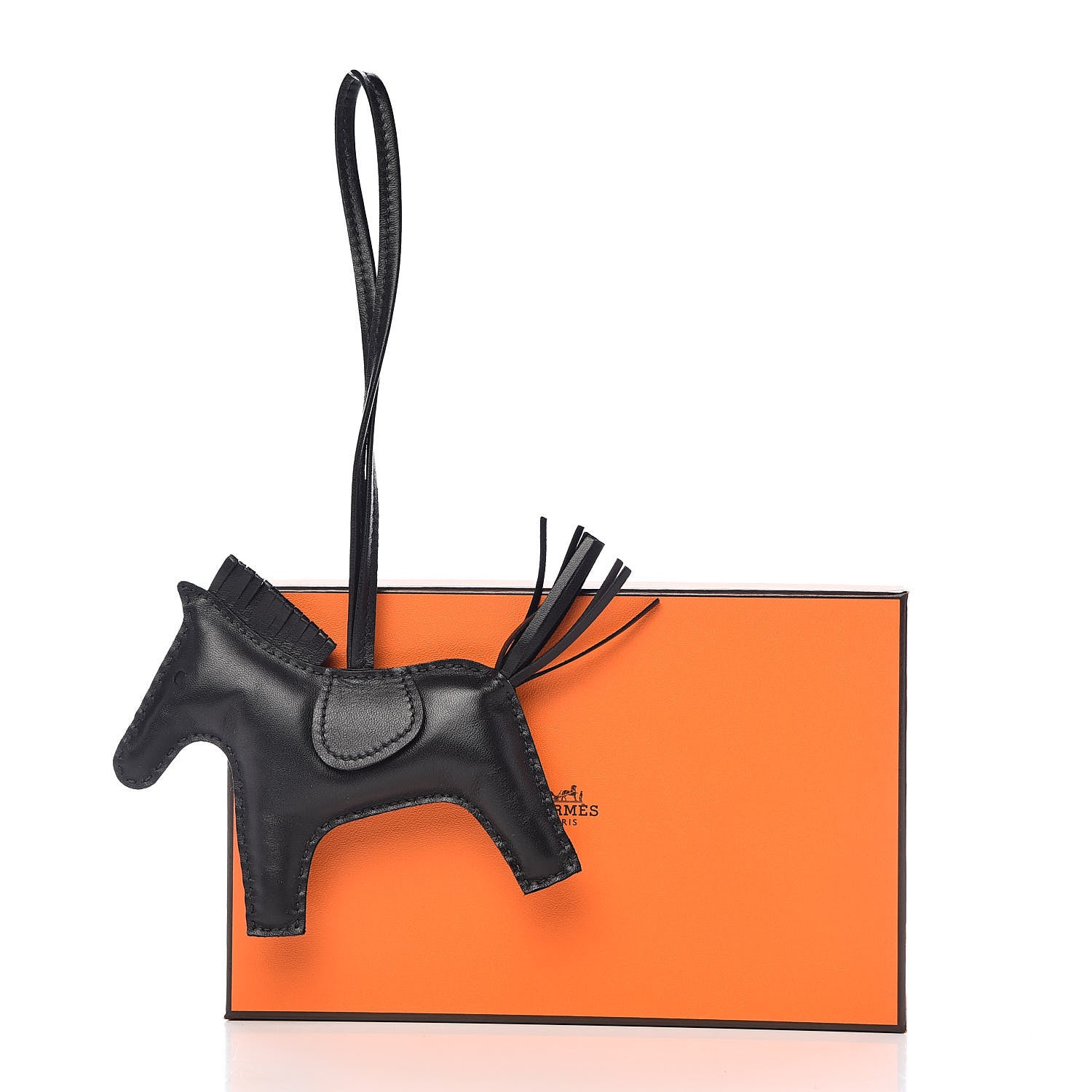 Hermes Milo Lambskin Grigri Rodeo Horse Bag Charm MM So Black 4 of 4