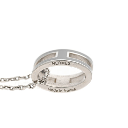 Hermes Lacquered Palladium Pop H Pendant Necklace Black 4 of 5