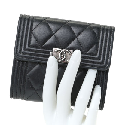 Chanel Lambskin Quilted Compact Boy Wallet Black 2 of 15