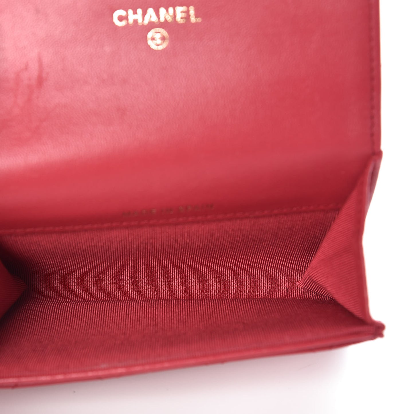 Lambskin Quilted Flap Card Holder Dark Pink