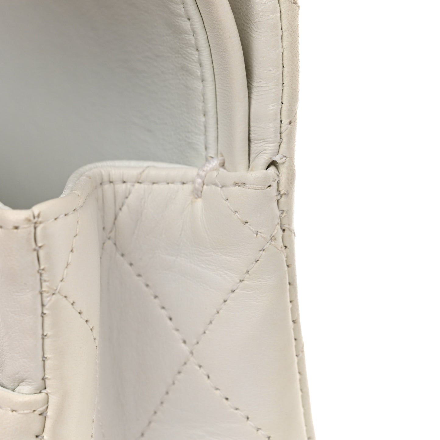 Lambskin Quilted Medium Double Flap White