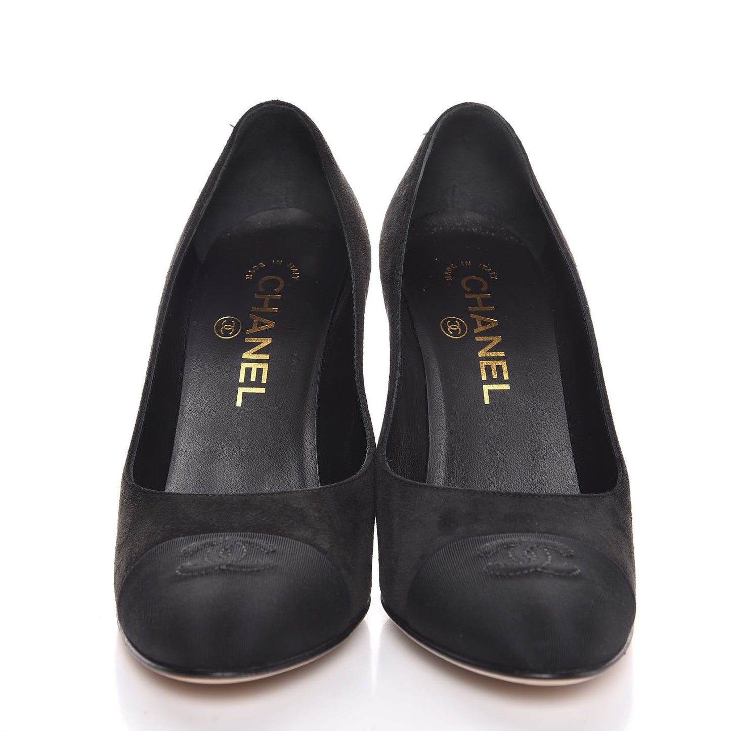 Suede Grosgrain Pearl CC Cap Toe Pump 36.5 Black