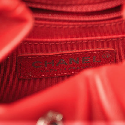 Chanel Lambskin Quilted Small CC Chain Drawstring Bucket Bag Red 7 of 10