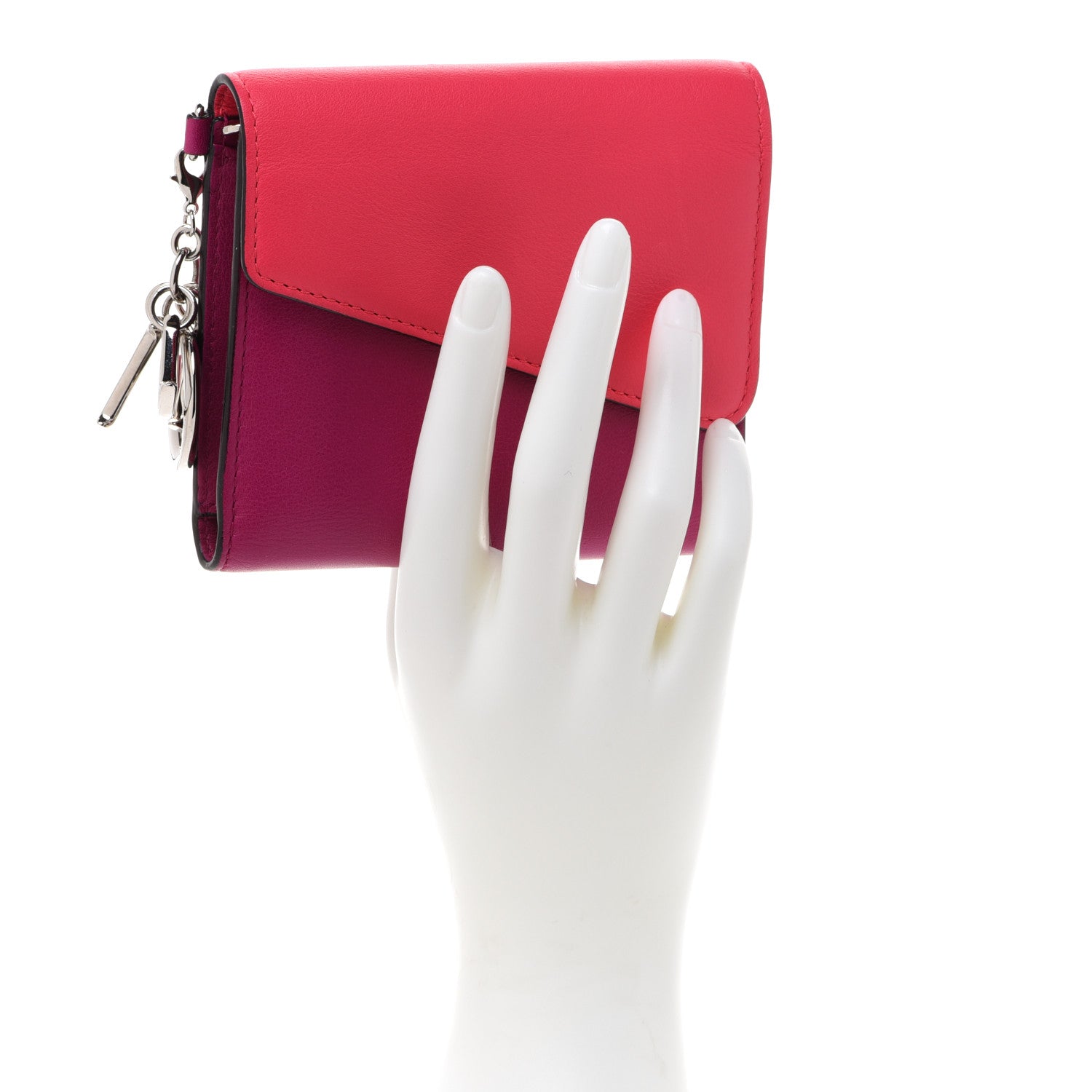 Christian Dior Smooth Calfskin Bi-Color Diorissimo Envelope Wallet Toxic Purple Pink 2 of 12