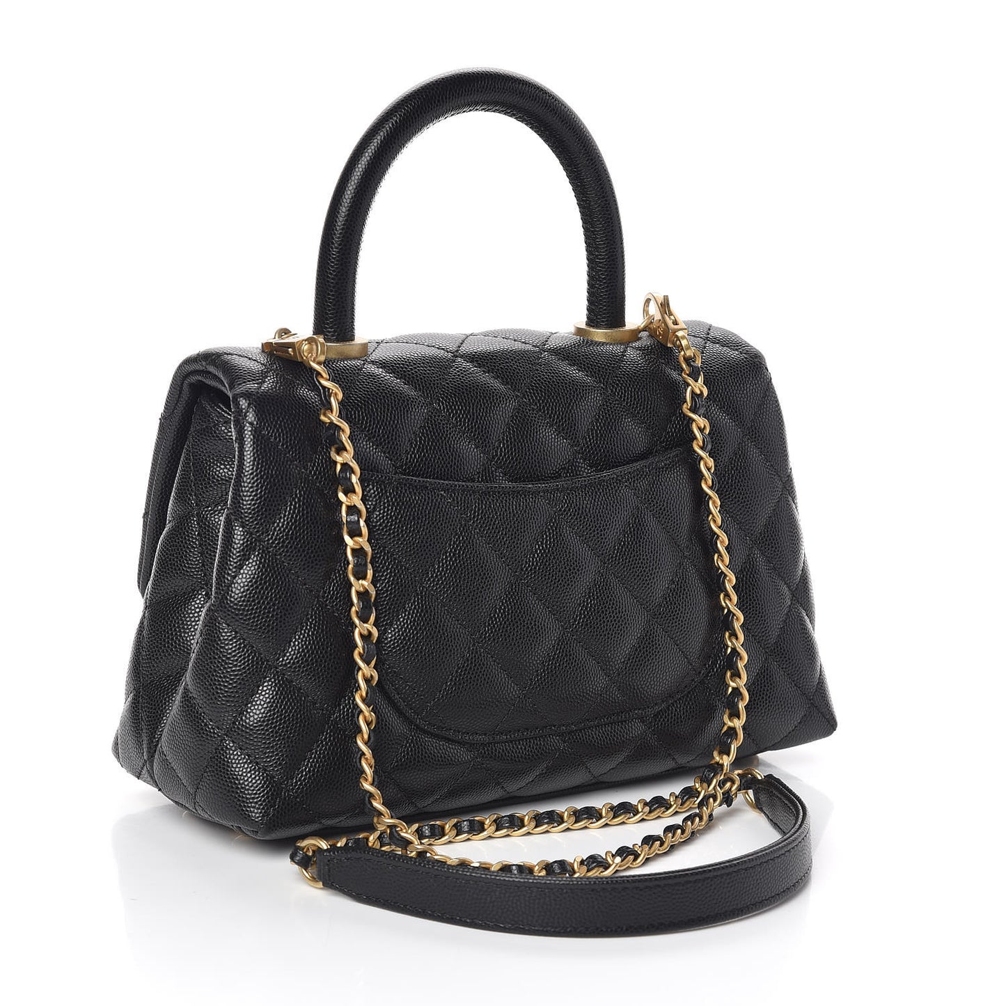Caviar Quilted Mini Coco Handle Flap Black