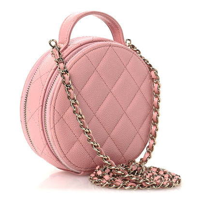 Chanel Caviar Quilted Round Handle With Care Vanity With Chain Pink 3 of 13