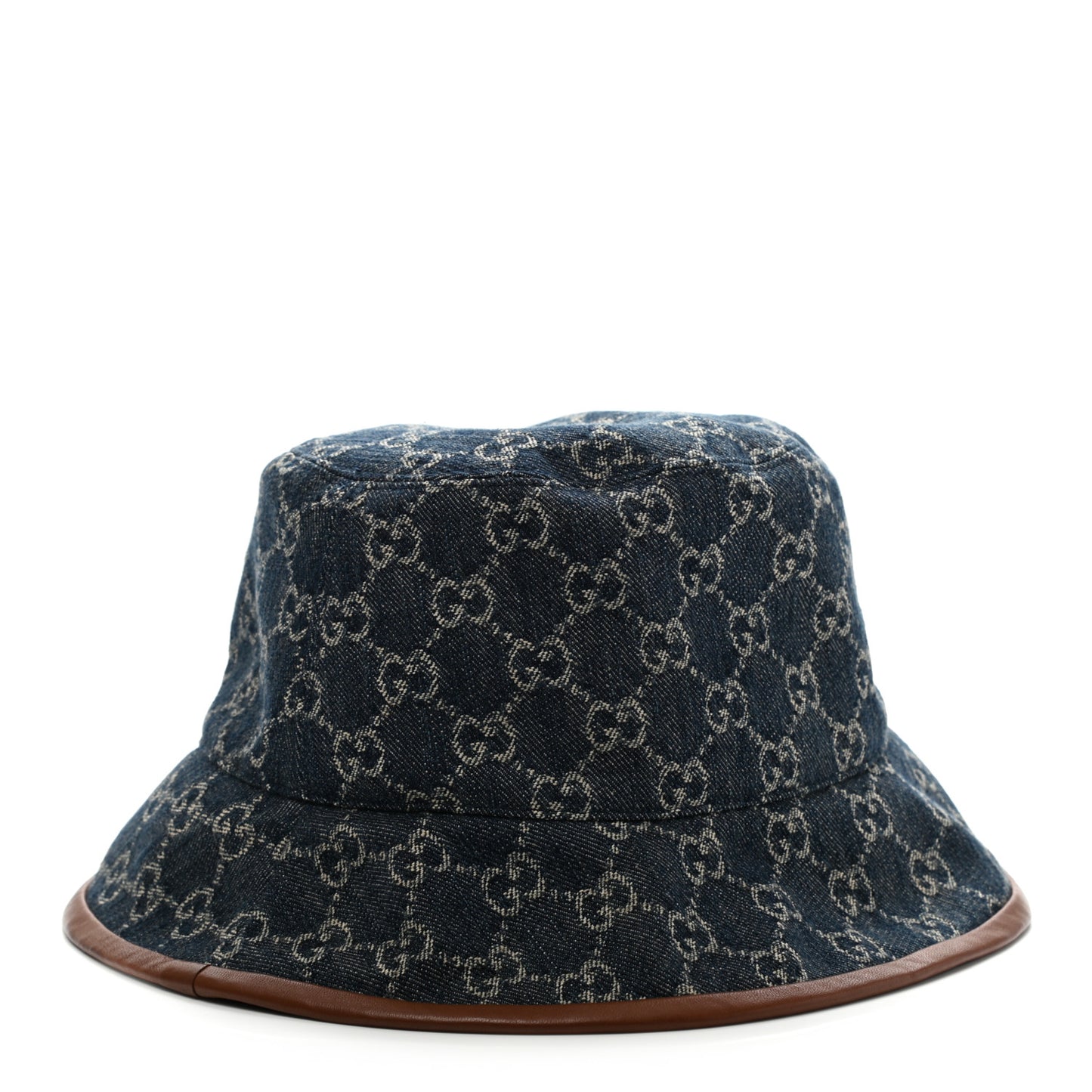 Washed Jacquard Denim Nappa GG Monogram Oscar Bucket Hat XL Denim Cuir