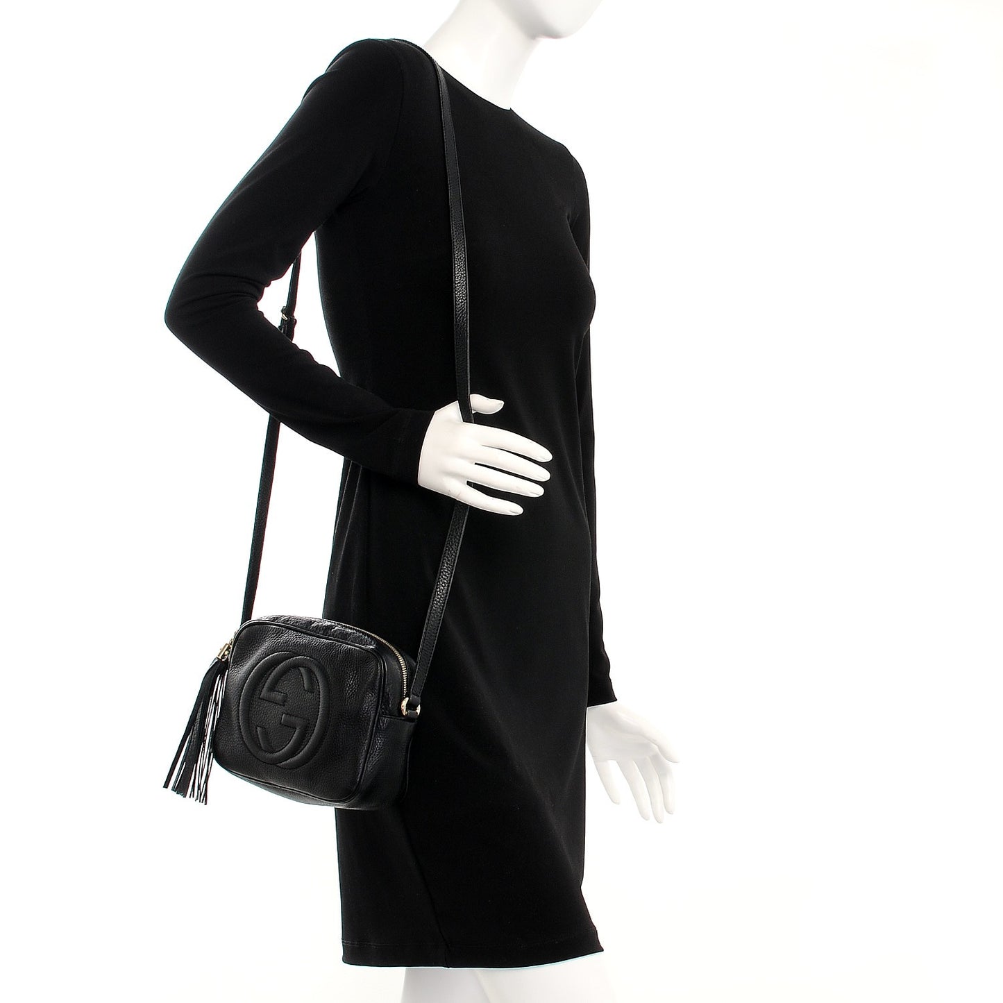 Pebbled Calfskin Small Soho Disco Bag Black