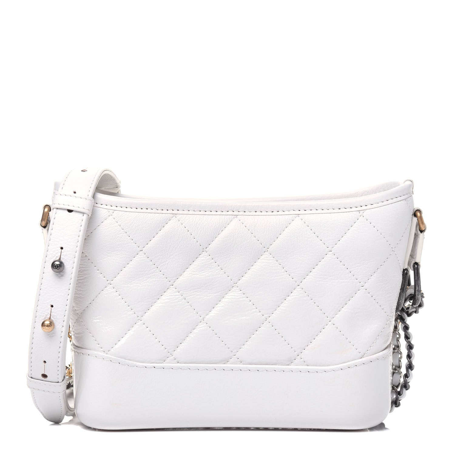 Chanel Patent Goatskin Quilted Small Gabrielle Hobo White 1 of 19