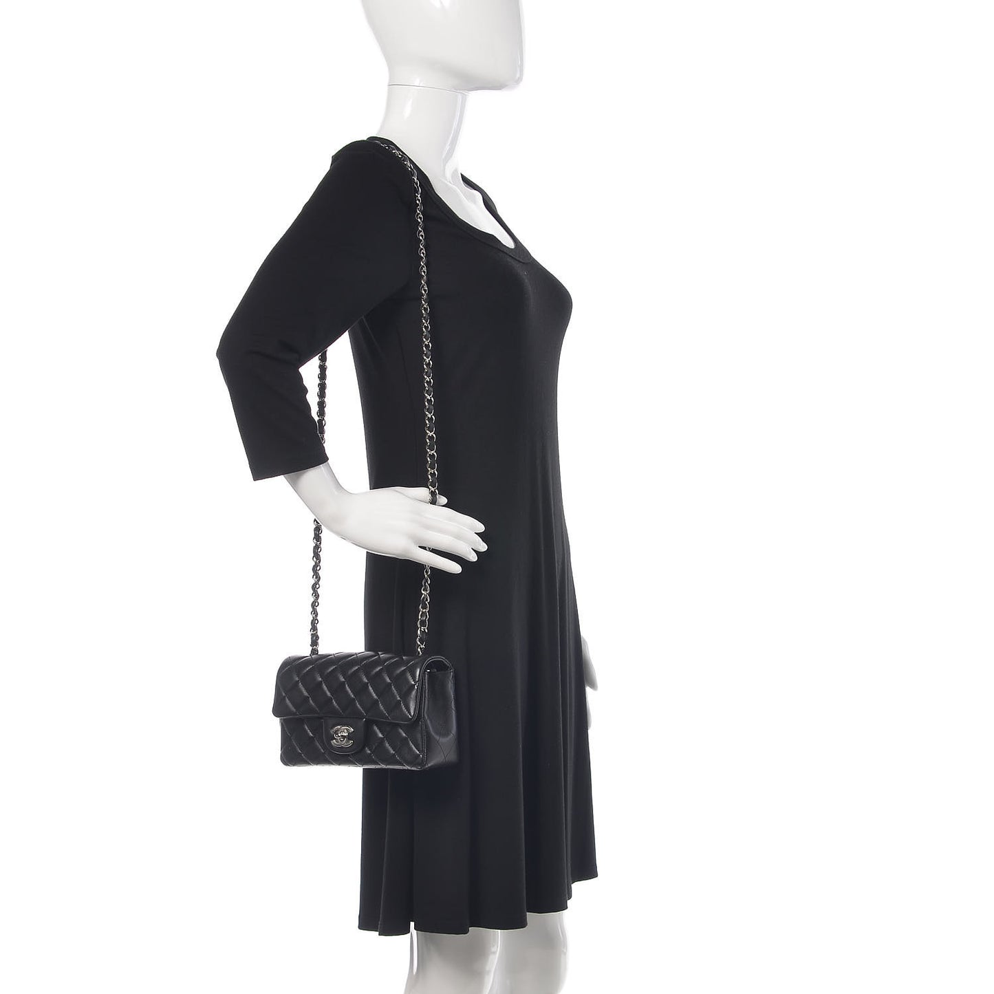 Lambskin Quilted Mini Rectangular Flap Black