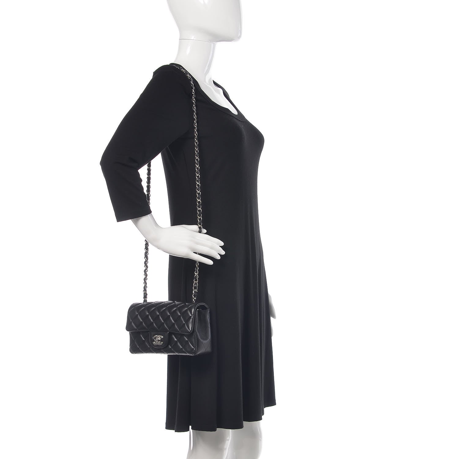 Chanel Lambskin Quilted Mini Rectangular Flap Black 2 of 12