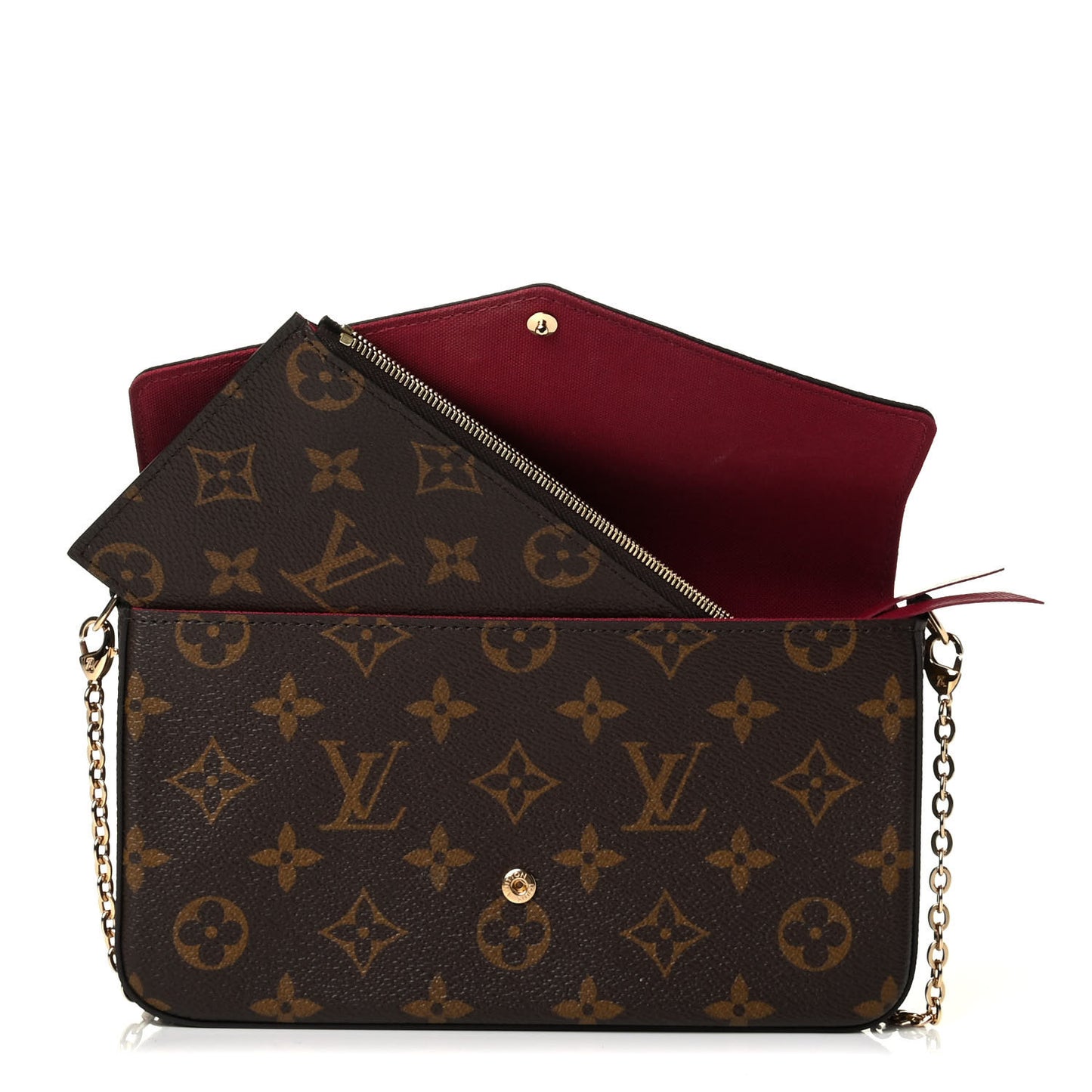 Monogram Pochette Felicie Chain Wallet Fuchsia
