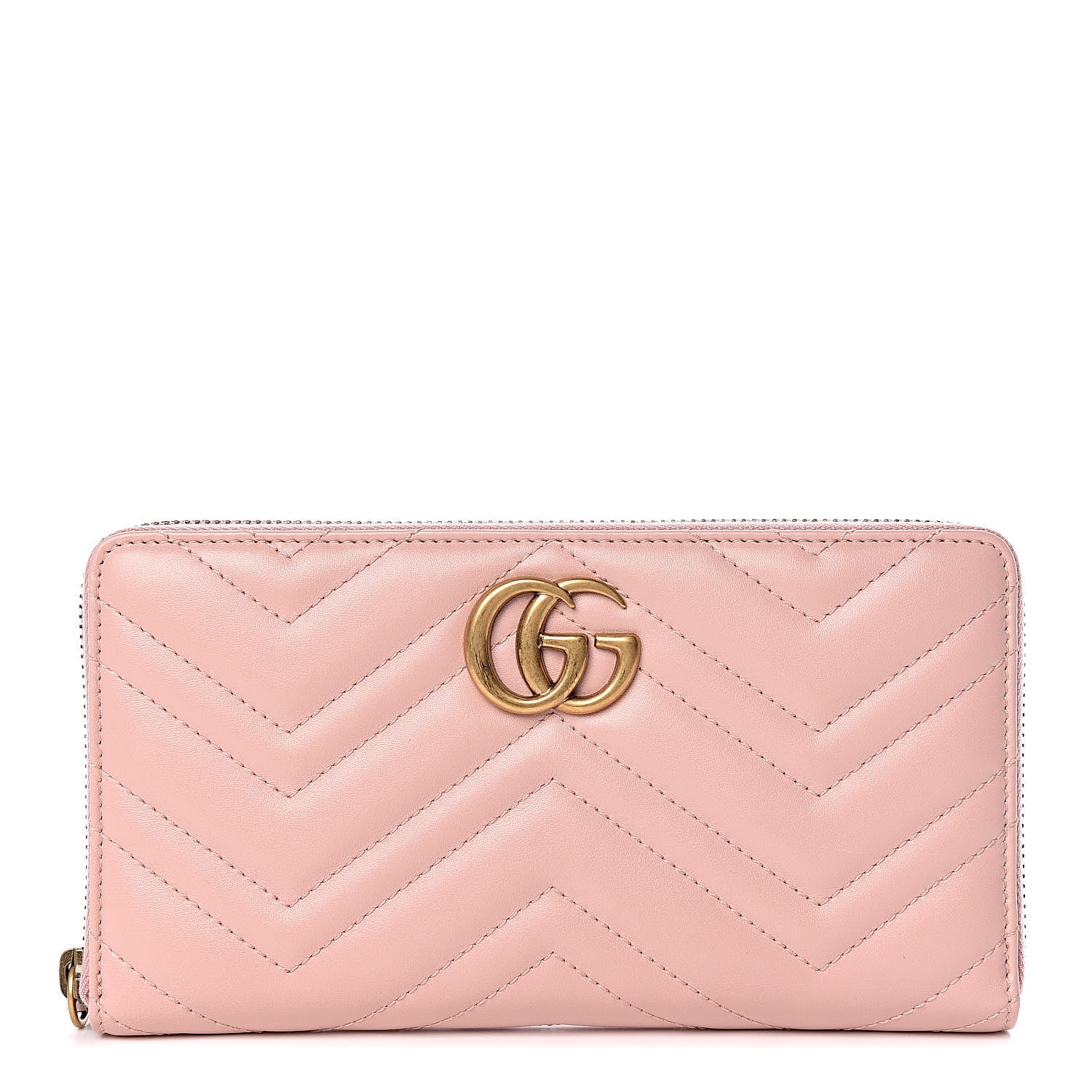 Gucci Calfskin Matelasse GG Marmont Zip Around Organizer Wallet Perfect Pink 1 of 8