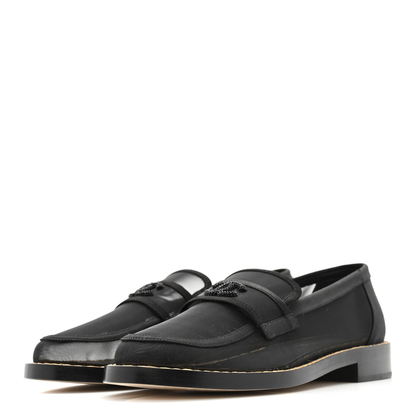 Mesh Satin CC Loafers 39 Black