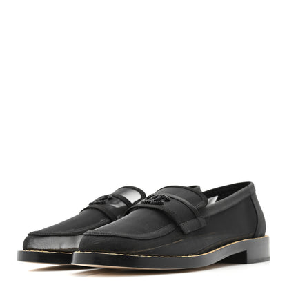 Chanel Mesh Satin CC Loafers 39 Black 4 of 13