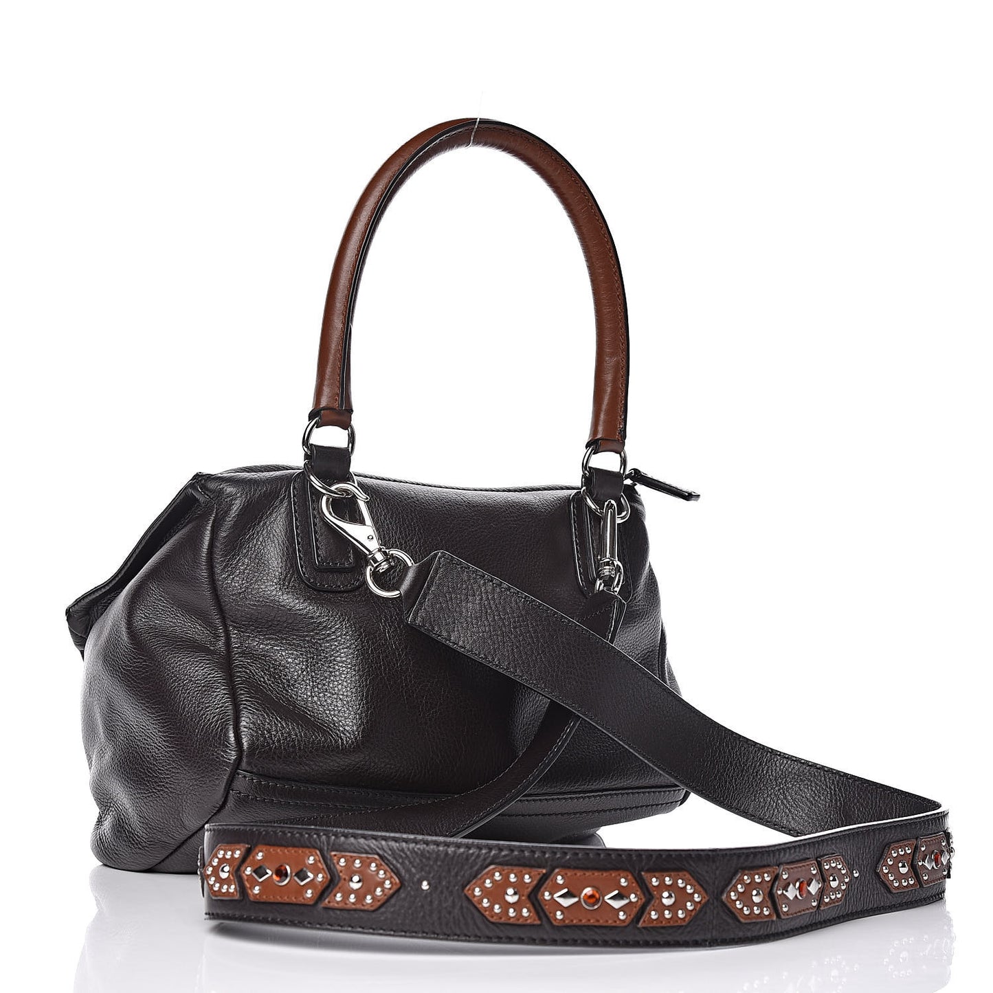 Calfskin Small Studded Pandora Black Brown