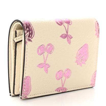 Gucci Textured Dollar Calfskin Berry Print GG Marmont Card Case Mystic White Light Pink 3 of 10