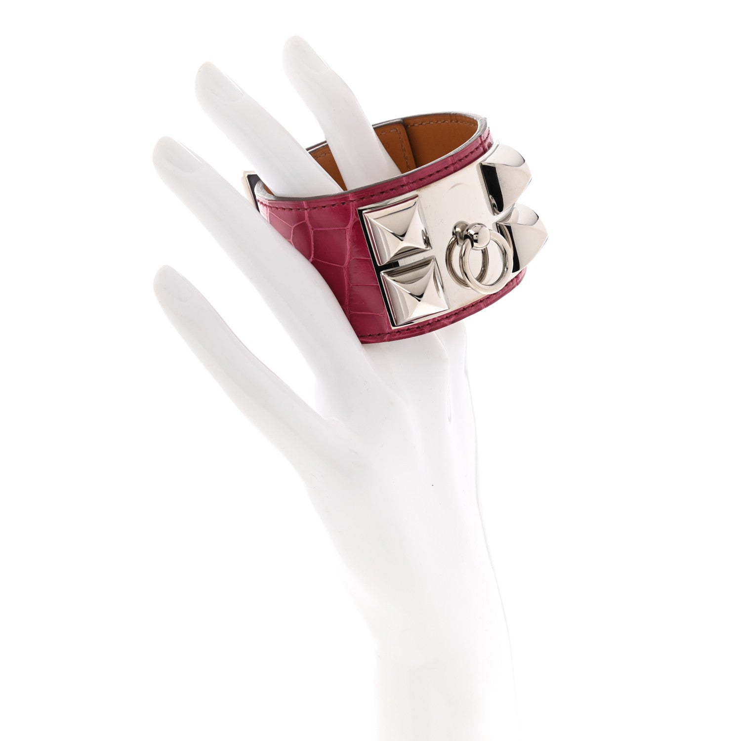 Hermes Shiny Alligator Collier De Chien CDC Bracelet S Fuchsia 2 of 6