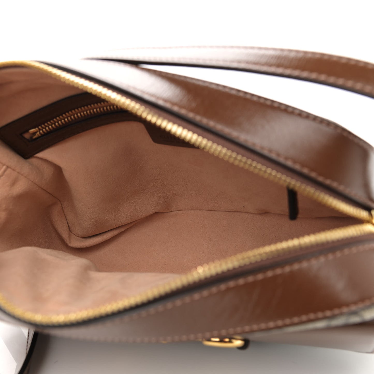 GG Supreme Monogram Small Horsebit 1955 Shoulder Bag Beige Brown Sugar