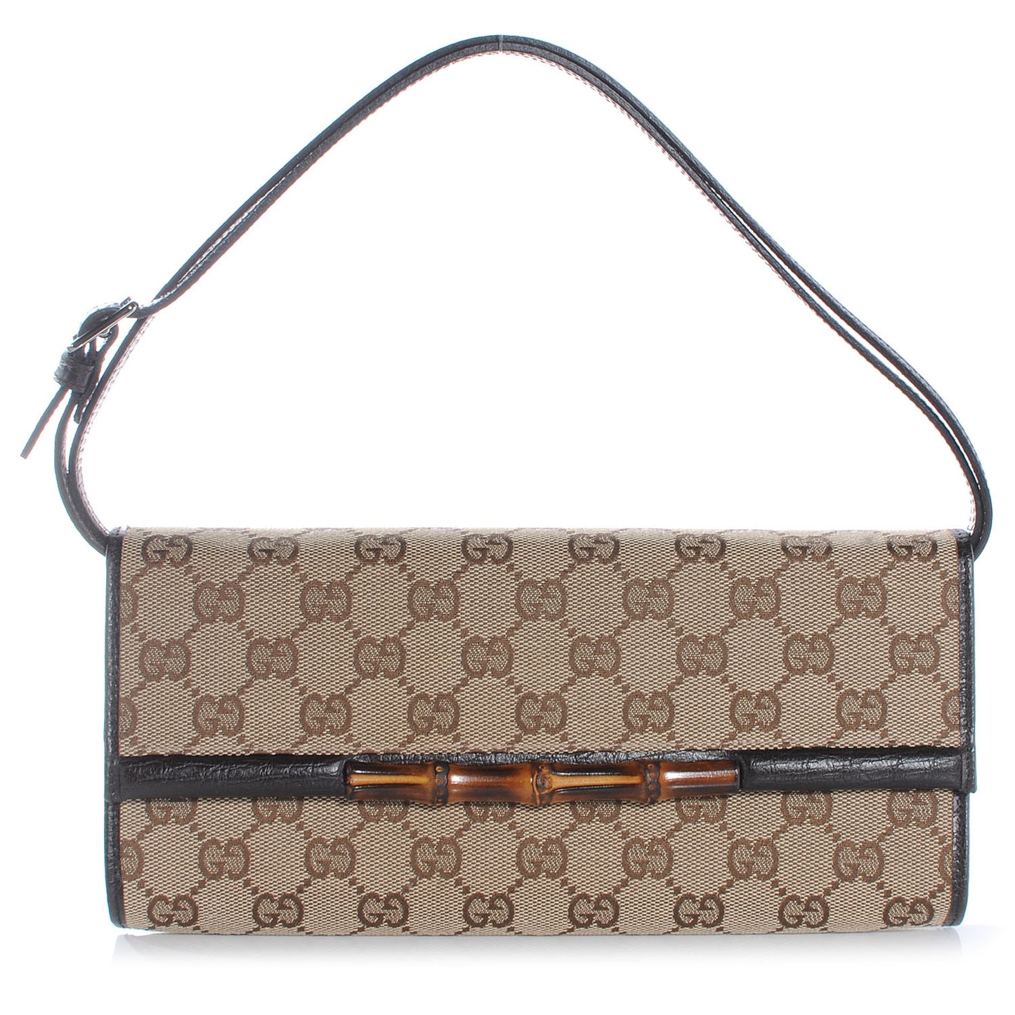 Monogram Bamboo Clutch Bag Brown