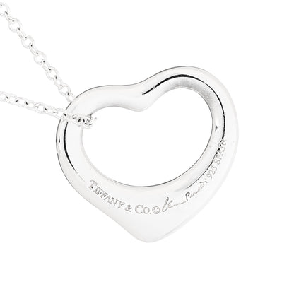 Tiffany Sterling Silver 16mm Elsa Peretti Open Heart Pendant Necklace 7 of 7