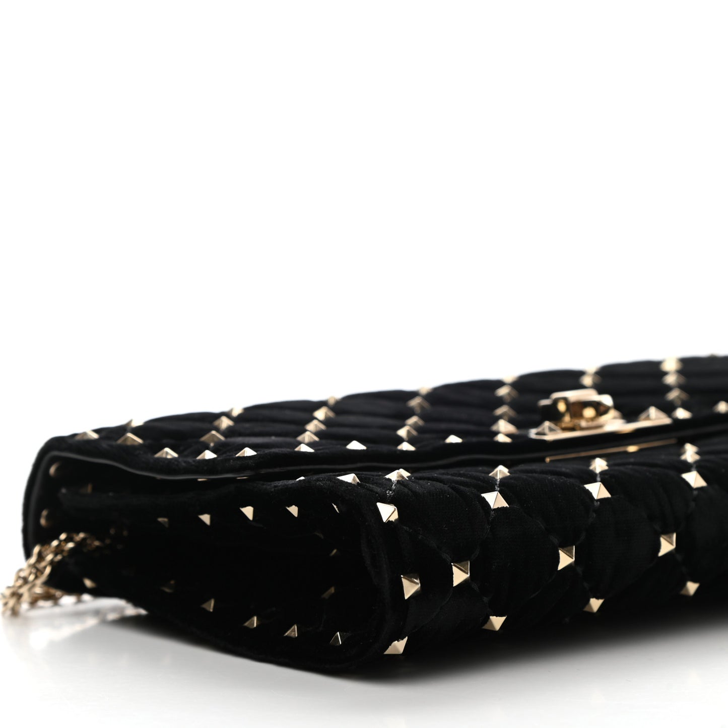 Velvet Rockstud Spike Wallet on Chain Black
